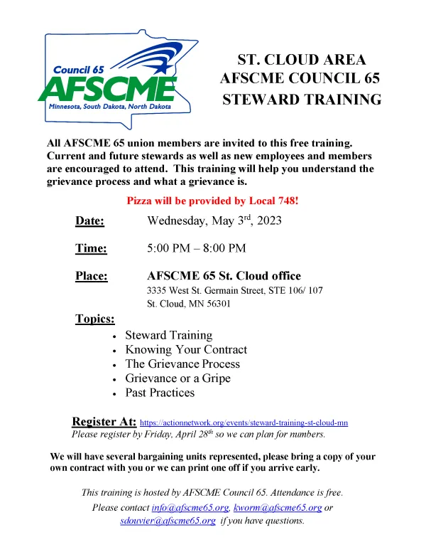 May 3rd Steward Training Flyer