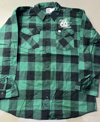 Picture of black and green buffalo check flannel shirt